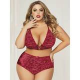 Seven 'til Midnight Plus Size Wine Velvet Bra and Thong Set