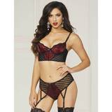 Seven 'til Midnight Satin and Stripe Mesh Longline Bra Set