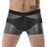 Male Power Silver Wet Look and Mesh Boxer Shorts