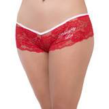 Escante Plus Size Red Crotchless Christmas Lace Shorts