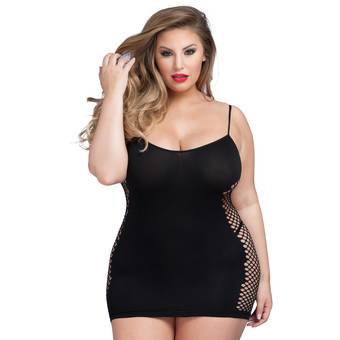 Lovehoney Plus Size figurbetontes transparentes Minikleid