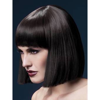 Fever Lola Short Brown Blunt Cut Bob Wig with Fringe