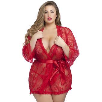 Lovehoney Plus Size Flaunt Me rote Spitzenrobe
