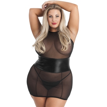 Conjunto Vestido de Malla y Efecto Mojado Talla Grande Fierce de Lovehoney | For Women | 3X / 4X | Black
