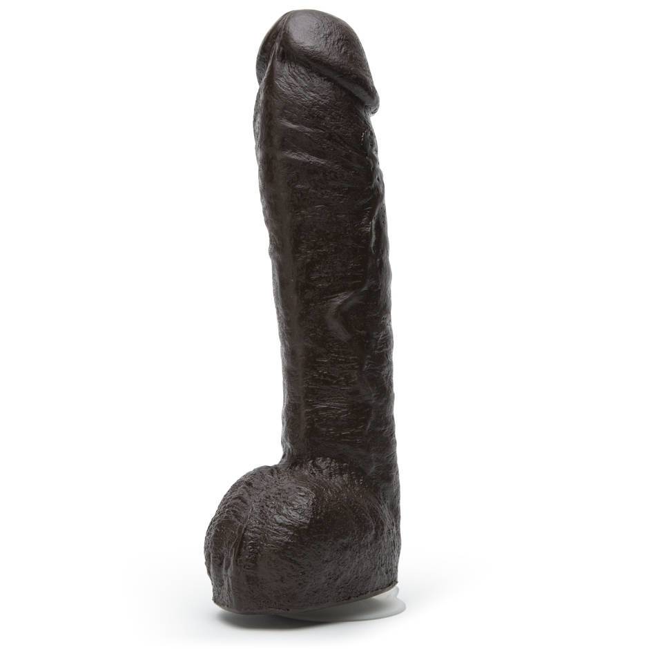 Measuring Huge Veiny Cock - Doc Johnson Bam Black Realistic Vac-U-Lock Large Cock 10.5 Inch