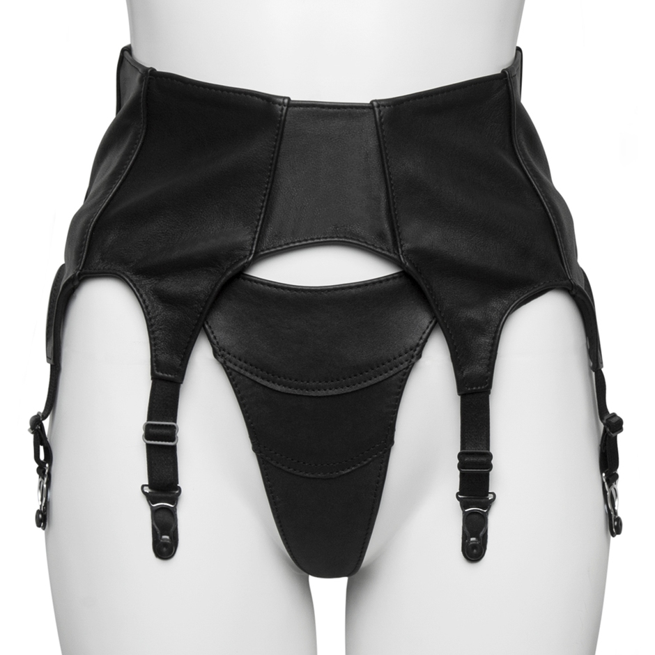 Black Leather Six Strap Suspender Belt Lovehoney UK