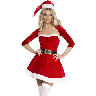 Fever Sexy Santa Dress with Hat and Shrug